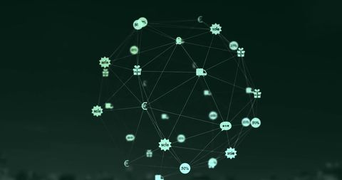 Spinning Digital Icons on Grey Background Representing Global Networking - Download Free Stock Images Pikwizard.com