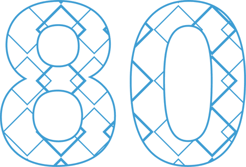 Stylish Transparent Number 80 with Blue Geometric Pattern - Download Free Stock Videos Pikwizard.com