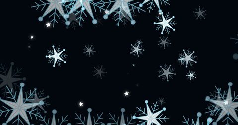 Snowflakes and Stars Twinkling on Dark Winter Background - Download Free Stock Images Pikwizard.com