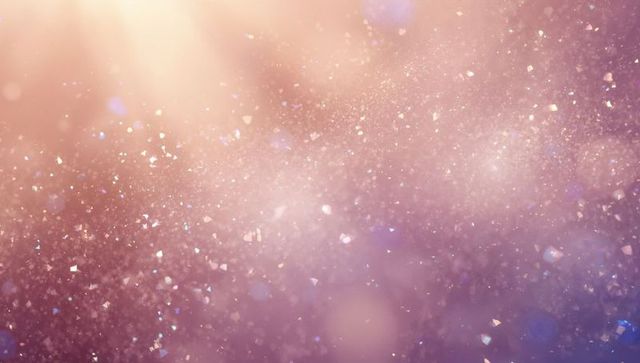 Rose Gold Iridescent Glitter Bokeh Background Shimmering Particles and Macro Light Glow