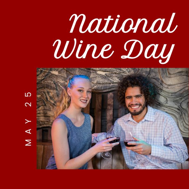 Couple Toasting Wineglasses for National Wine Day Celebration - Download Free Stock Templates Pikwizard.com