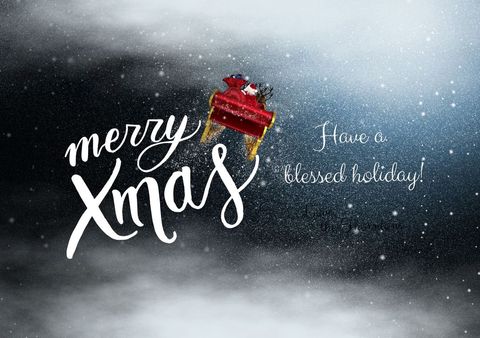 Christmas Night Sky with Santa Sleigh Holiday Message - Download Free Stock Templates Pikwizard.com