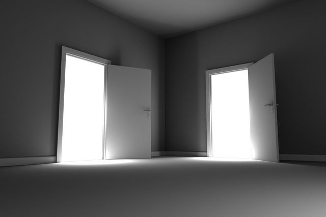 Transparent Illustration of Empty Room with Two Open Doors Sharing Lighting - Download Free Stock Videos Pikwizard.com