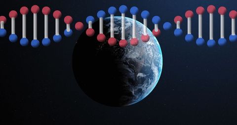 Spinning DNA Strands Over Earth Combining Science and Technology - Download Free Stock Images Pikwizard.com