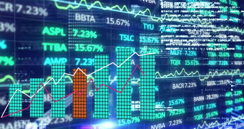 Animated Financial Data Display on Digital Grid