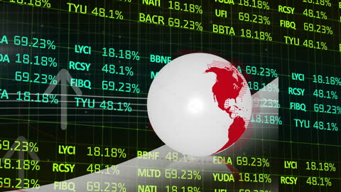 Global Business Data Animation with Digital Interface Elements
