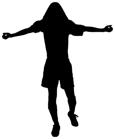 Silhouette of athletic man on transparent background for sports design