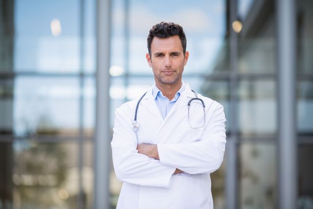 Confident Doctor Standing with Arms Crossed - Download Free Stock Photos Pikwizard.com