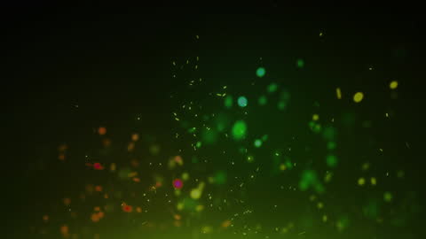 Abstract Floating Green Lights on Dark Background