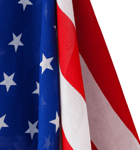 Close-Up of Waving American Flag on Transparent Background