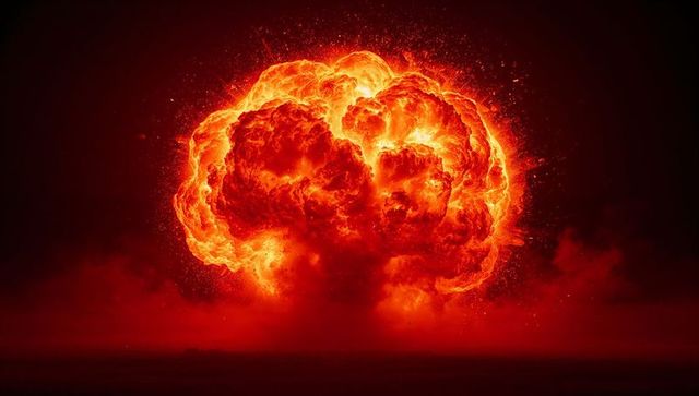 Dramatic Napalm Explosion in Desolate Landscape