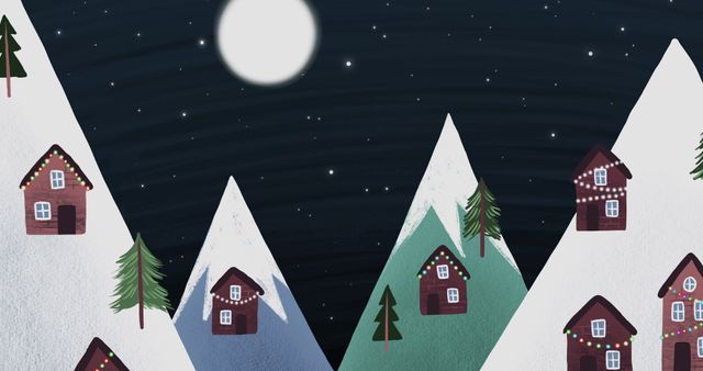 Christmas Night with Santa Sleigh and Reindeers under Full Moon - Download Free Stock Images Pikwizard.com