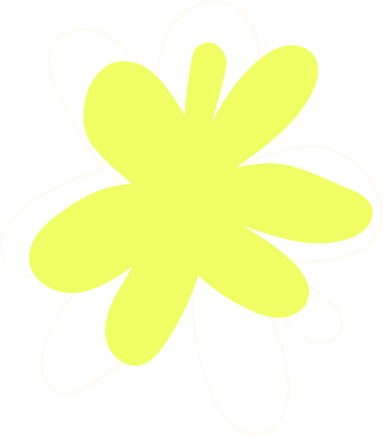 Neon yellow flowerlike abstract graphic on transparent background