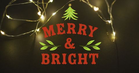 Festive Christmas Lights and Merry Bright Greeting - Download Free Stock Images Pikwizard.com