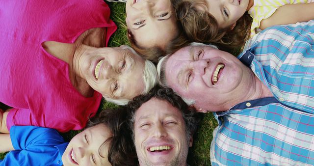 Happy Multi-generational Family Lying on Grass - Download Free Stock Images Pikwizard.com