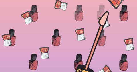 Colorful Makeup Pattern with Mascara on Pink Gradient Background - Download Free Stock Images Pikwizard.com