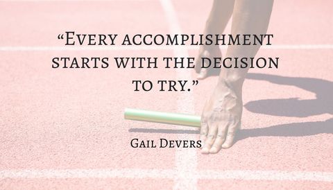 runner ready to start with baton and motivational quote - Download Free Stock Templates Pikwizard.com