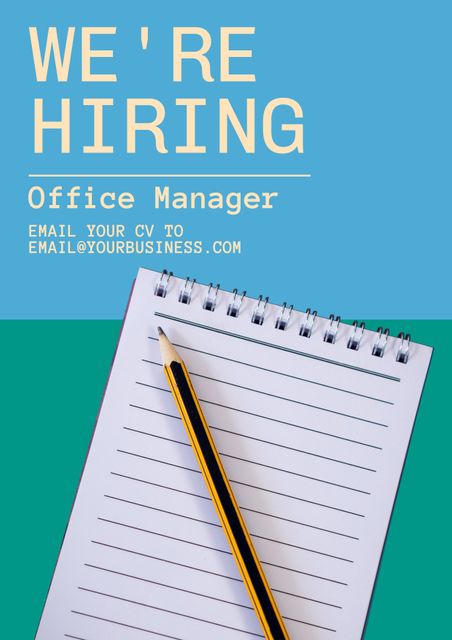 Office Manager Hiring Announcement with Notepad and Pencil - Download Free Stock Templates Pikwizard.com