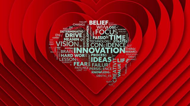 This design is perfect for delivering messages centered around growth, innovation, and self-improvement. The heart shape filled with motivational words creates an inspiring visual, ideal for presentations, educational materials, posters, and social media campaigns focused on fostering a positive mindset and encouraging progress.