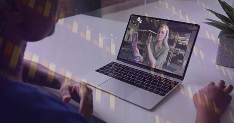 Client Engaging in Online Tarot Consultation through Laptop Technology