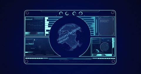 Futuristic Digital Interface with Spinning Globe and Data Visualization - Download Free Stock Images Pikwizard.com
