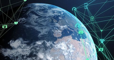 Digital Connections Around Earth Symbolizing Global Technology - Download Free Stock Images Pikwizard.com
