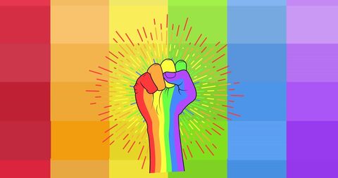 Rainbow fist symbolizes pride and lgbtq equality