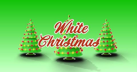 Christmas Greeting Text Over Festive Trees and Green Background
