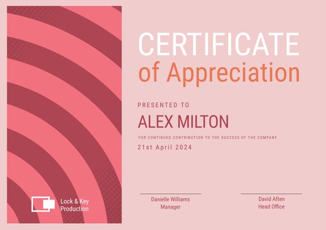 Minimalist Certificate of Appreciation Template with Modern Red Accents - Download Free Stock Templates Pikwizard.com