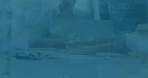 Business Team Analyzing Data with Digital Overlays