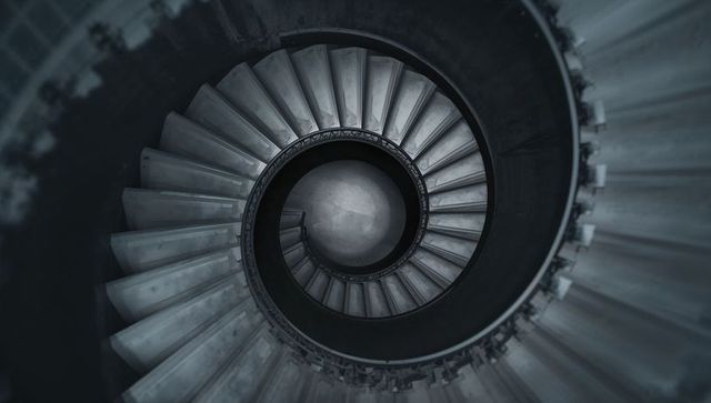 Spiraling staircase in minimalist architectural design