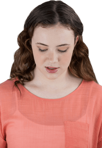 Transparent Young Woman Looking Down, Contemplative Expression