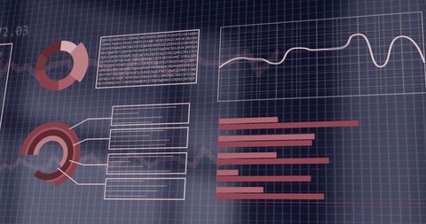 Abstract Digital Data Charts Graphs on Dark Grid Background - Download Free Stock Images Pikwizard.com