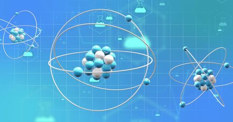 3D Model of Molecules and Chemistry Icons on Blue Background - Download Free Stock Images Pikwizard.com