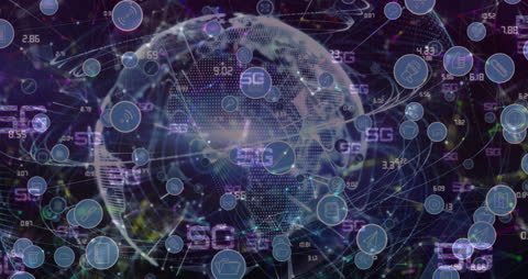 5G Global Connection with Digital Technology Icons