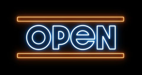 Glowing Open Sign with Neon Lights - Download Free Stock Images Pikwizard.com