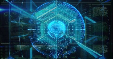 Futuristic Holographic Globe and Digital Innovation Interface