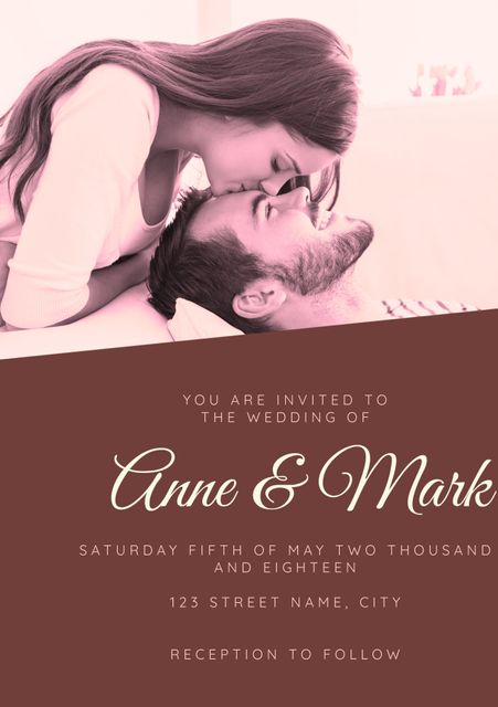 Romantic Couple Embracing on Wedding Invitation - Download Free Stock Templates Pikwizard.com