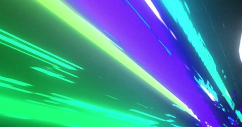 Vibrant neon lines streaming through cyber tunnel