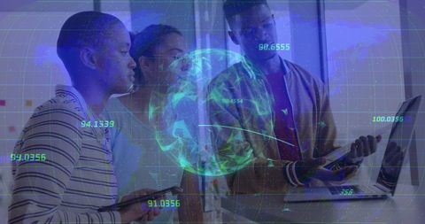Digital Data Overlay with Diverse Business Team Collaborating - Download Free Stock Images Pikwizard.com