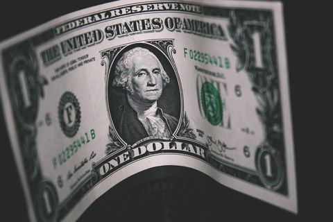 Close-up of One Dollar Bill with Dark Background