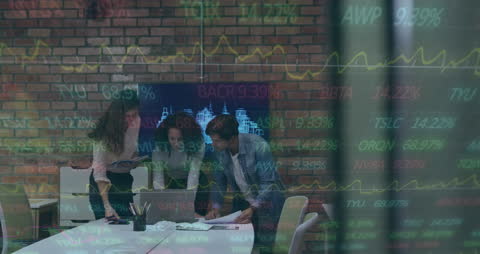 Business Team Analyzing Financial Data on Digital Interface