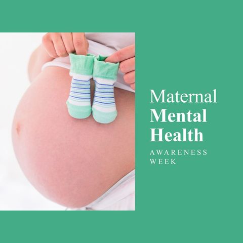 pregnant woman holding baby socks for maternal mental health awareness - Download Free Stock Templates Pikwizard.com