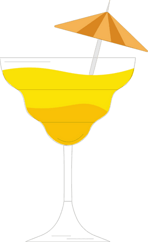 layered yellow cocktail with parasol on transparent background - Download Free Stock Videos Pikwizard.com