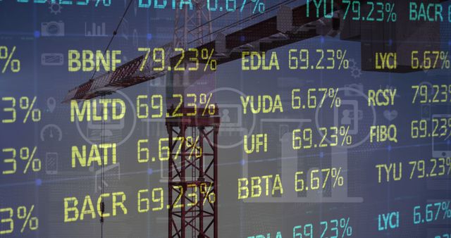 Image of financial data processing and icons over crane - Download Free Stock Photos Pikwizard.com