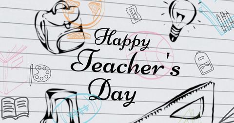 Happy teacher's day greeting with education icons