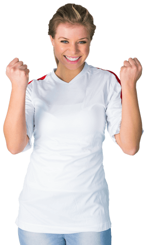 Joyful Sports Fan Cheering in Transparent Clothing