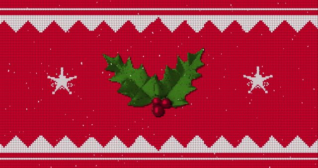 Festive Red Christmas Pattern with Moving Holly and Stars - Download Free Stock Images Pikwizard.com