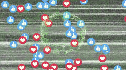 Digital Network Social Media Likes Hearts Scattered