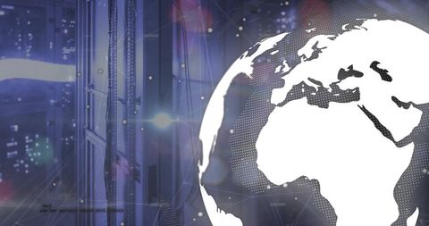 global data processing with digital globe overlay and servers - Download Free Stock Images Pikwizard.com